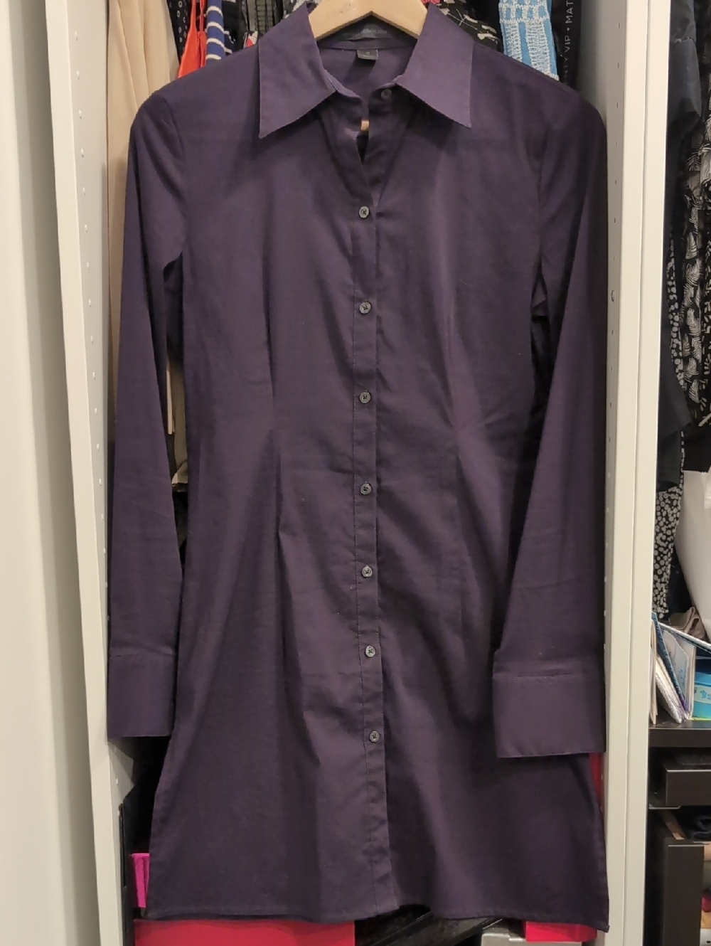 Express Purple Button-Down Long Sleeve Shirt